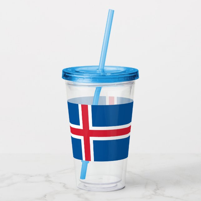 Patriotic Acrylic Tumbler mit der Flagge Islands Acryltrinkbecher (Rückseite)