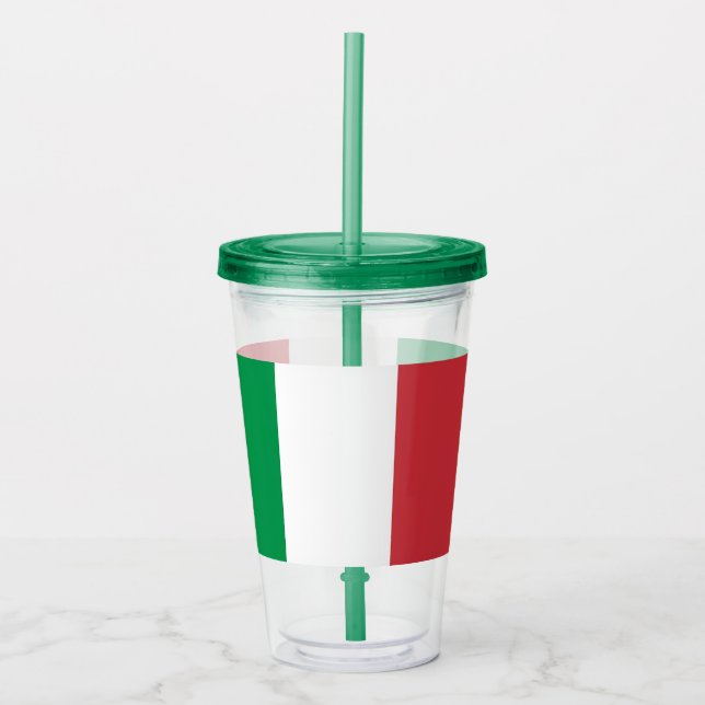 Patriotic Acrylic Tumbler mit der Flagge Italiens Acryltrinkbecher (Vorderseite)
