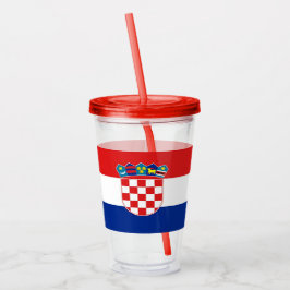 Patriotic Acrylic Tumbler mit der Flagge Kroatiens Acryltrinkbecher