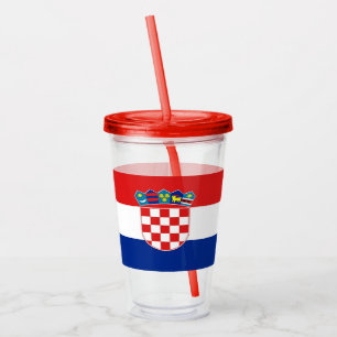 Patriotic Acrylic Tumbler mit der Flagge Kroatiens Acryltrinkbecher