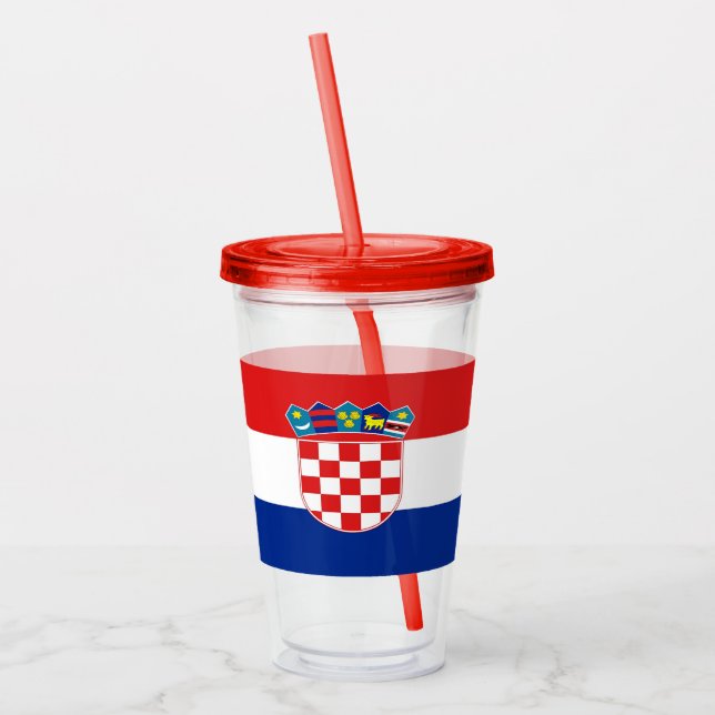 Patriotic Acrylic Tumbler mit der Flagge Kroatiens Acryltrinkbecher (Links)