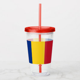 Patriotic Acrylic Tumbler mit der Flagge Rumäniens Acryltrinkbecher