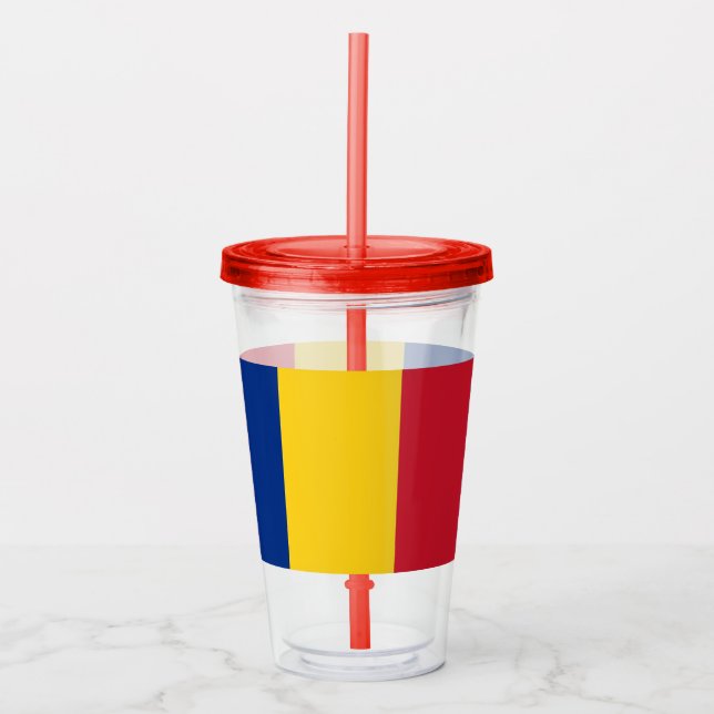 Patriotic Acrylic Tumbler mit der Flagge Rumäniens Acryltrinkbecher (Vorderseite)