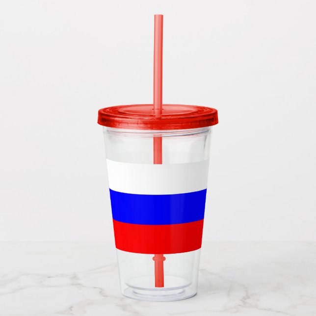 Patriotic Acrylic Tumbler mit der Flagge Russlands Acryltrinkbecher (Vorderseite)