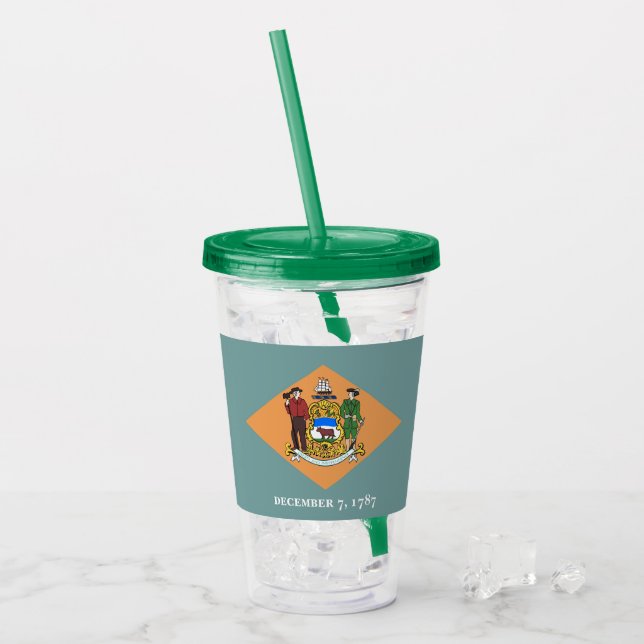 Patriotic Acrylic Tumbler mit Fahne von Delaware Acryltrinkbecher (Vorderseite Ice)