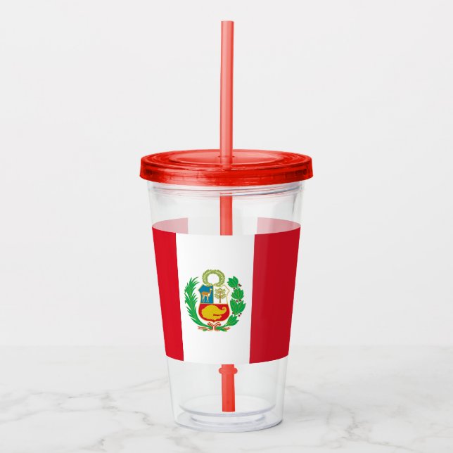 Patriotic Acrylic Tumbler mit Fahne von Peru Acryltrinkbecher (Vorderseite)