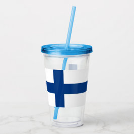 Patriotic Acrylic Tumbler mit finnischer Flagge Acryltrinkbecher