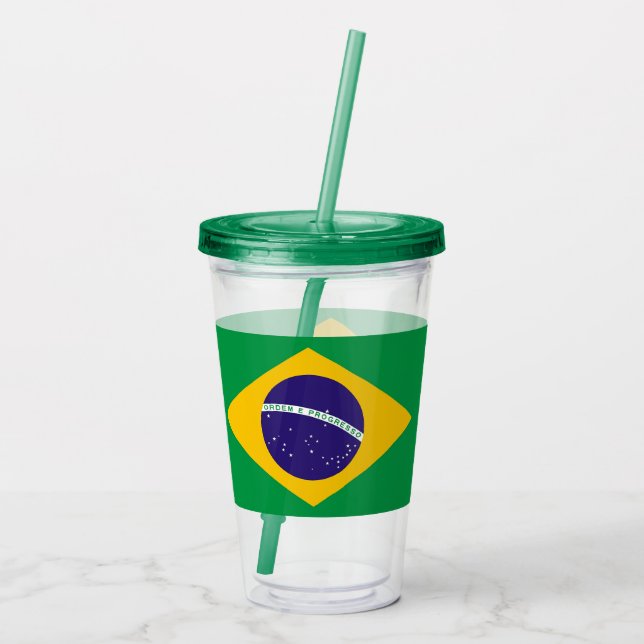 Patriotic Acrylic Tumbler mit Flagge Brasiliens Acryltrinkbecher (Rückseite)