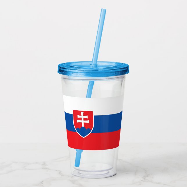 Patriotic Acrylic Tumbler mit Flagge der Slowakei Acryltrinkbecher (Rückseite)