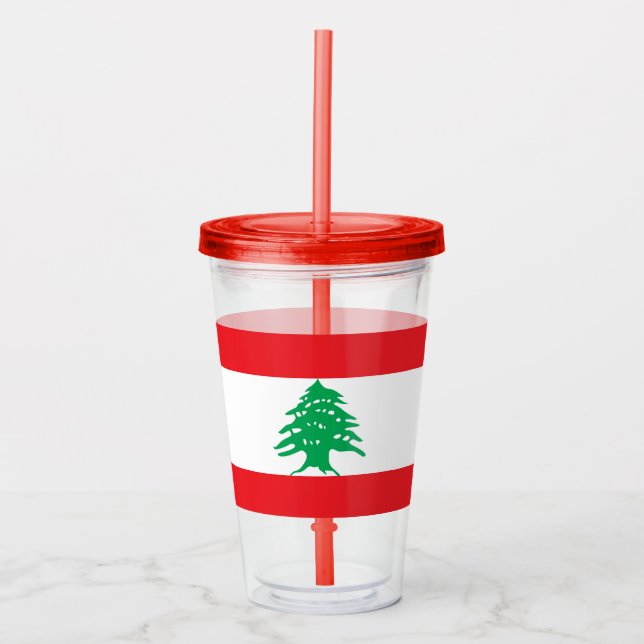 Patriotic Acrylic Tumbler mit Flagge des Libanon Acryltrinkbecher (Vorderseite)