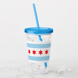 Patriotic Acrylic Tumbler mit Flagge von Chicago Acryltrinkbecher
