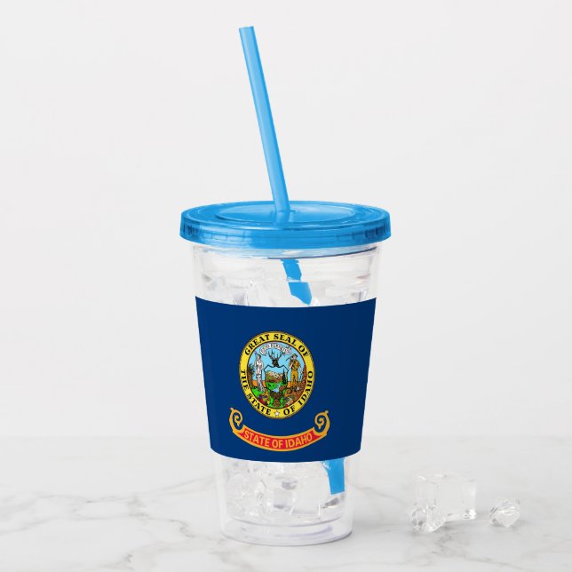 Patriotic Acrylic Tumbler mit Flagge von Idaho Acryltrinkbecher (Vorderseite Ice)