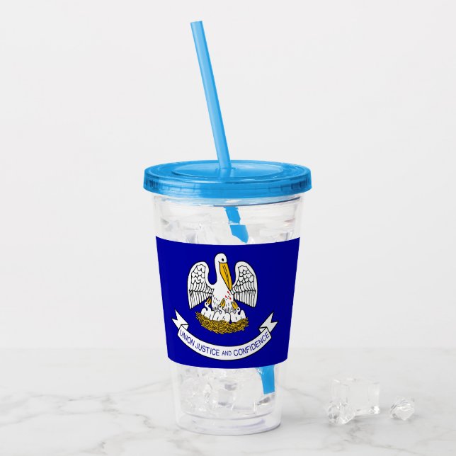Patriotic Acrylic Tumbler mit Flagge von Louisiana Acryltrinkbecher (Vorderseite Ice)