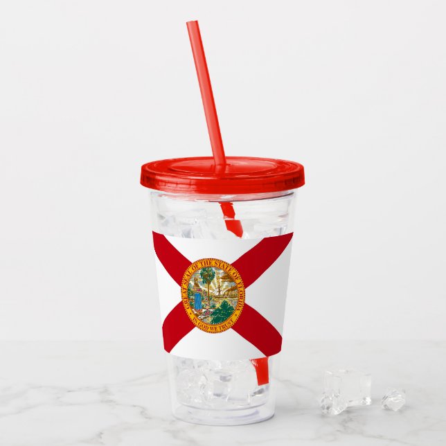 Patriotic Acrylic Tumbler mit Florida-Flagge Acryltrinkbecher (Vorderseite Ice)