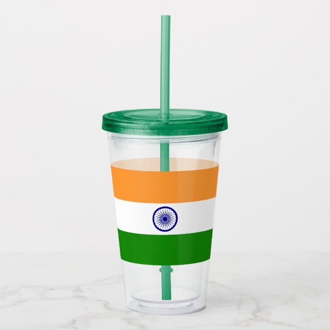 Patriotic Acrylic Tumbler mit indischer Flagge Acryltrinkbecher (Vorderseite)
