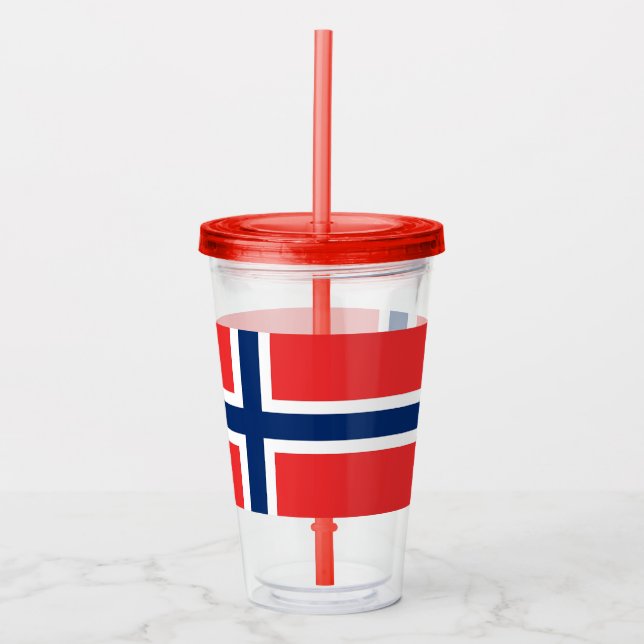 Patriotic Acrylic Tumbler mit norwegischer Flagge Acryltrinkbecher (Vorderseite)