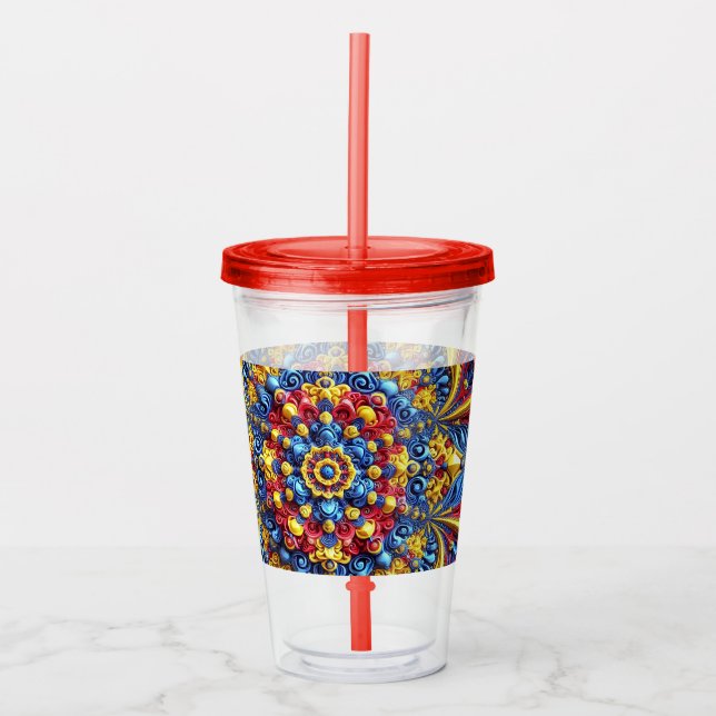 Patriotic Acrylic Tumbler mit rumänischen Farben Acryltrinkbecher (Vorderseite)