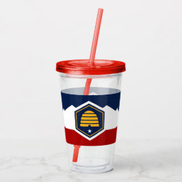 Patriotic Acrylic Tumbler with flag of Utah, USA Acryltrinkbecher