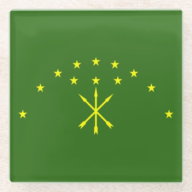 Patriotic Adygea Flag Glasuntersetzer (Vorderseite)