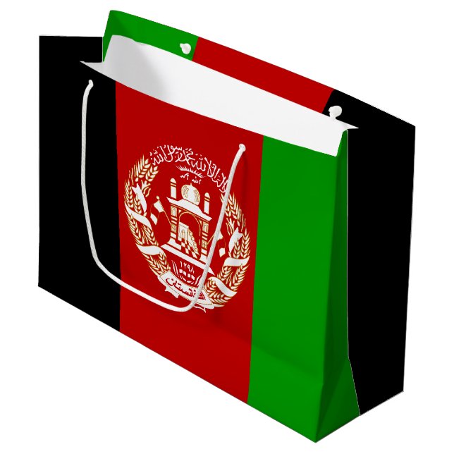 Patriotic Afghanistan Flag Große Geschenktüte (Vorderseite Schrägansicht)