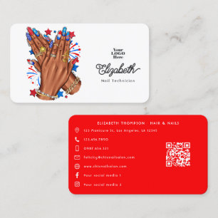 Patriotic African American Nail Salon Branding Visitenkarte