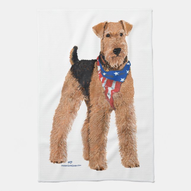 Patriotic Airedale Terrier Handtuch (Vertikal)