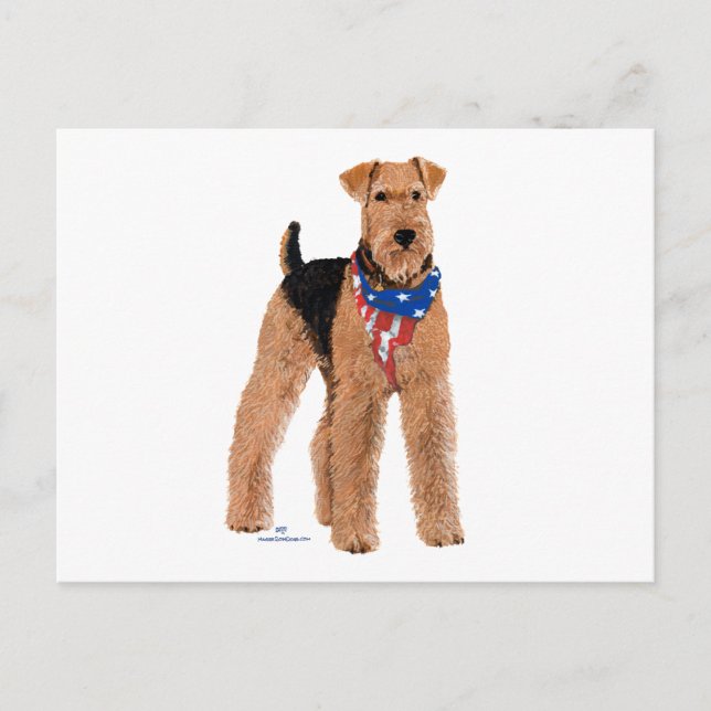 Patriotic Airedale Terrier Postkarte (Vorderseite)
