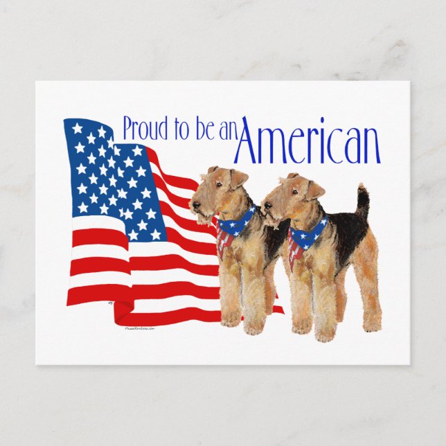 Patriotic Airedale Terriers Postkarte (Vorderseite)