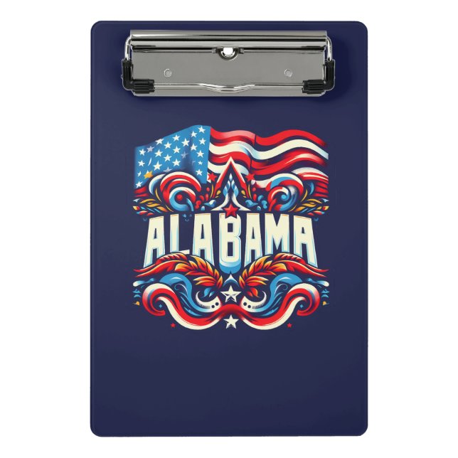 Patriotic Alabama Abstraktes Dekorationsdesign Mini Klemmbrett (Vorderseite)