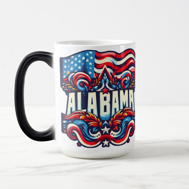 Patriotic Alabama Abstraktes Dekorationsdesign Verwandlungstasse (Links)