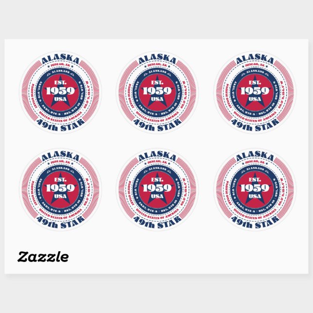 Patriotic Alaska Circle Design Sticker (Blatt)