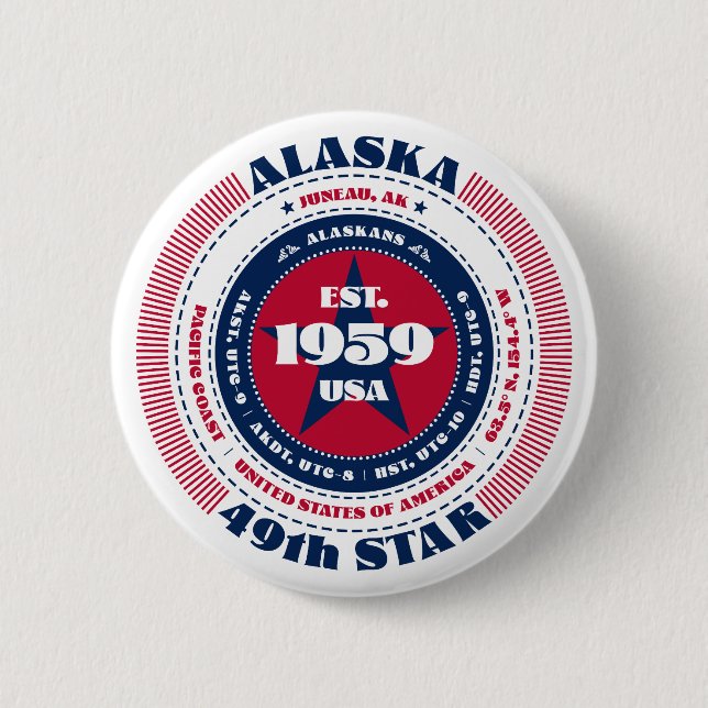 Patriotic Alaska Circle mit Staat Details Button (Vorderseite)