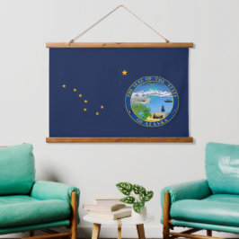 Patriotic Alaska Tapestry, Alaska Flag Wandteppich Mit Holzrahmen