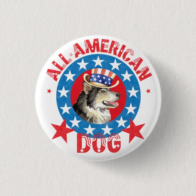 Patriotic Alaskan Malemute Button (Vorderseite)