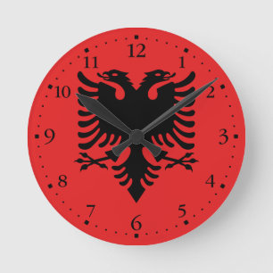 Patriotic Albanian Flag Runde Wanduhr