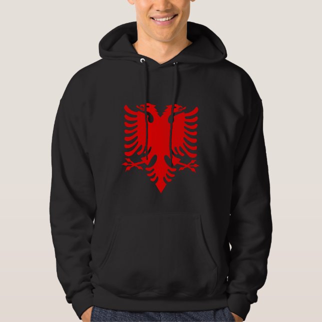 Patriotic Albanien Hoodie, albanische Flaggenmode Hoodie (Vorderseite)