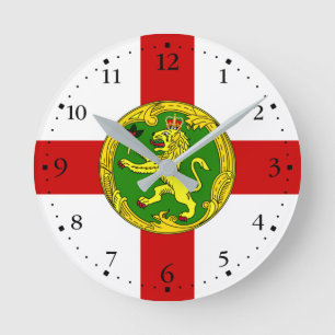 Patriotic Alderney Flag Runde Wanduhr