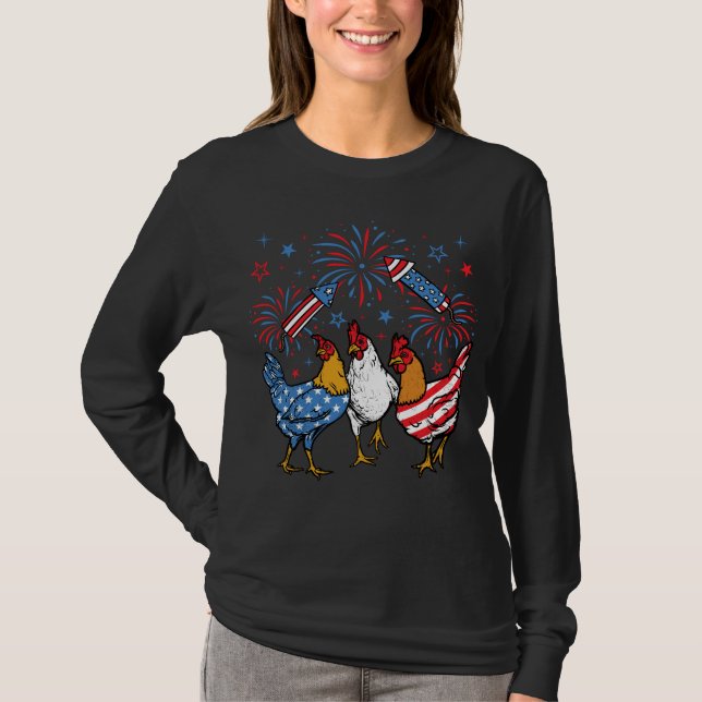 Patriotic am 4. Juli LS T-Shirt (Vorderseite)