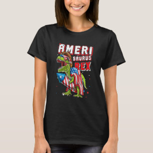 Patriotic Ameri Saurus Rex Dinosaur Happy 4. T-Shirt