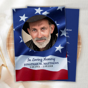 Patriotic America Flag Veteran Beerdigungskarte