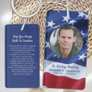 Patriotic America Flag Veteran Beerdigungskarte Schlüsselanhänger