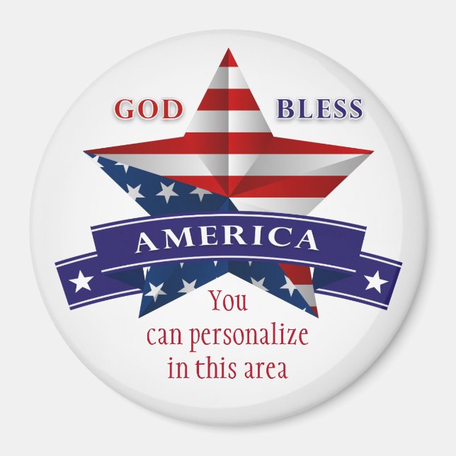 Patriotic America Star Design (v1) Anpassen Magnet (Vorne)