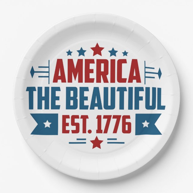 Patriotic America the Beautiful Paper Plate Pappteller (Vorderseite)