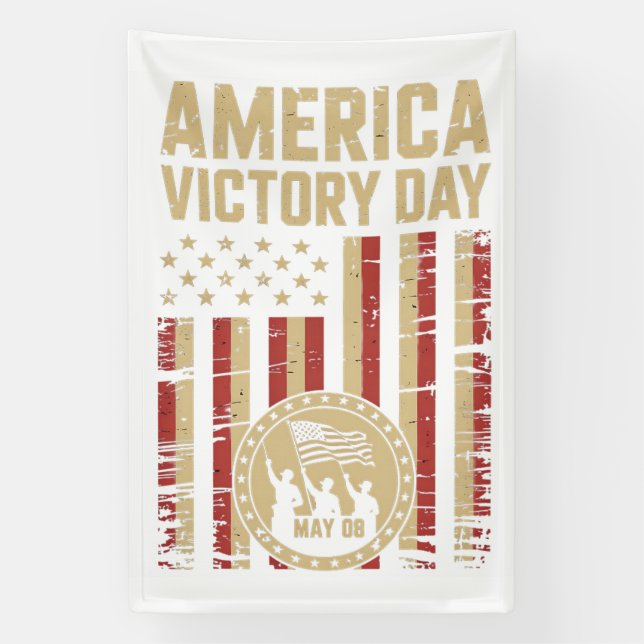 Patriotic America Victory Day Emblem with Soldiers Banner (Vertikal)