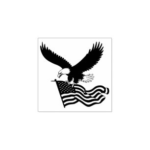 Patriotic American Bald Eagle Holding American Fla Gummistempel