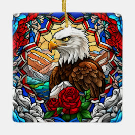 Patriotic American Bald Eagle "Stains Glass" Keramikornament
