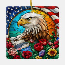 Patriotic American Bald Eagle "Stains Glass" Keramikornament
