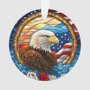 Patriotic American Bald Eagle "Stains Glass" Ornament