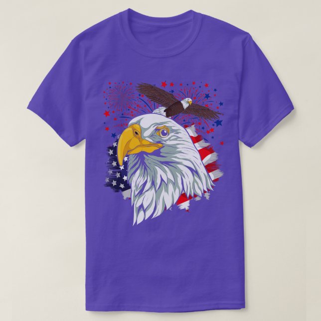 Patriotic American Bald Eagle USA Flag Bird 4. T-Shirt (Design vorne)