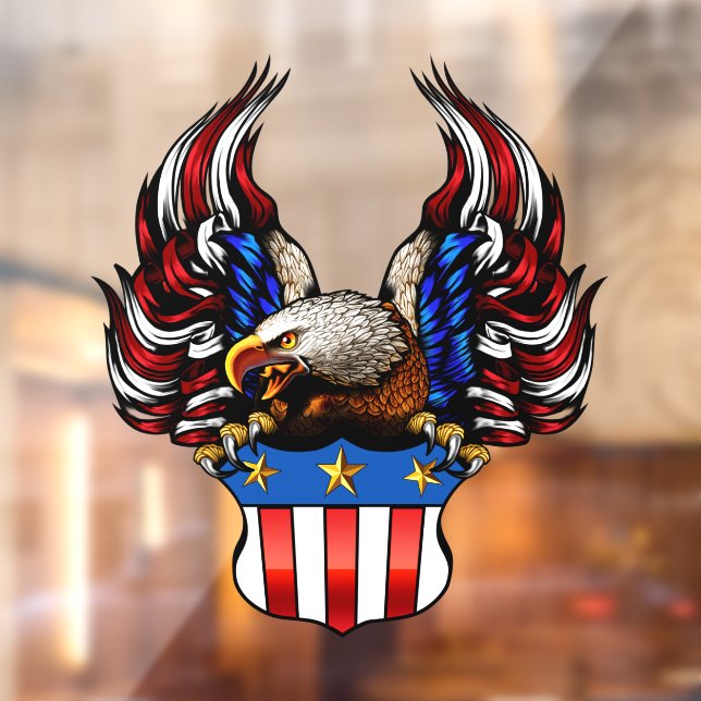Patriotic American Bald Eagle USA Flag Wappen Shop Fensteraufkleber (Blatt 2)